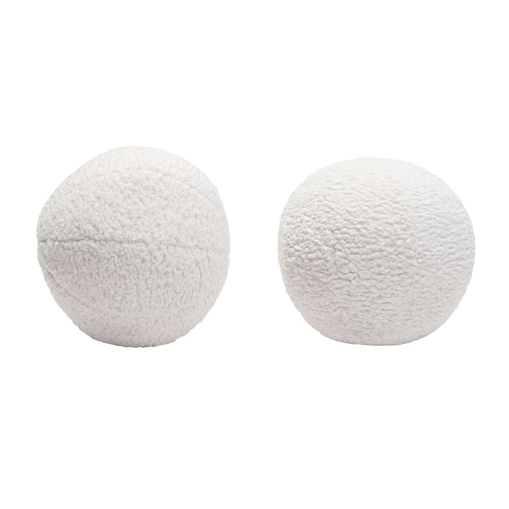 Diamond Sofa -  10in Round Accent Pillows in White Faux Sheepskin (Set of 2) - PILLOWBALLWH2PK veiw 2