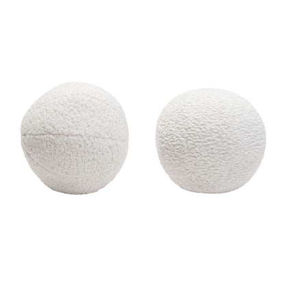 Diamond Sofa -  10in Round Accent Pillows in White Faux Sheepskin (Set of 2) - PILLOWBALLWH2PK veiw 2
