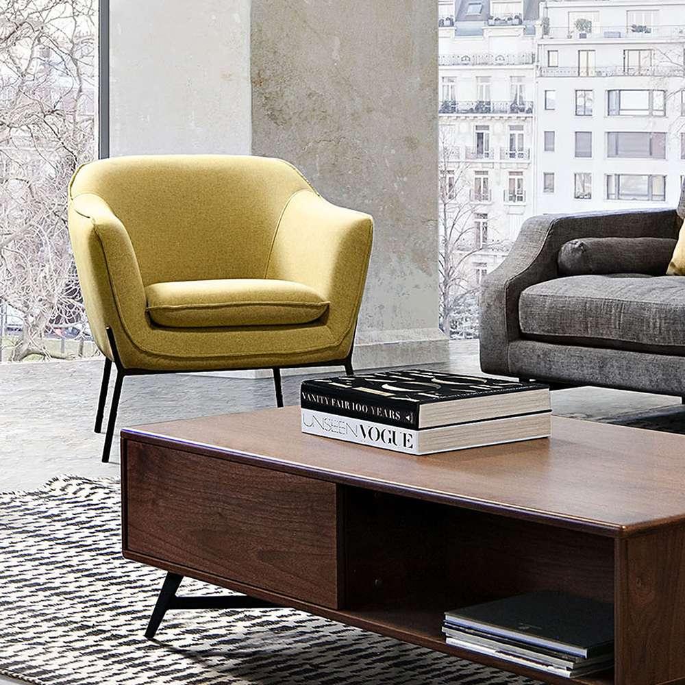 Diamond Sofa - Status Accent Chair in Yellow Fabric with Metal Leg - STATUSCHYL veiw 3