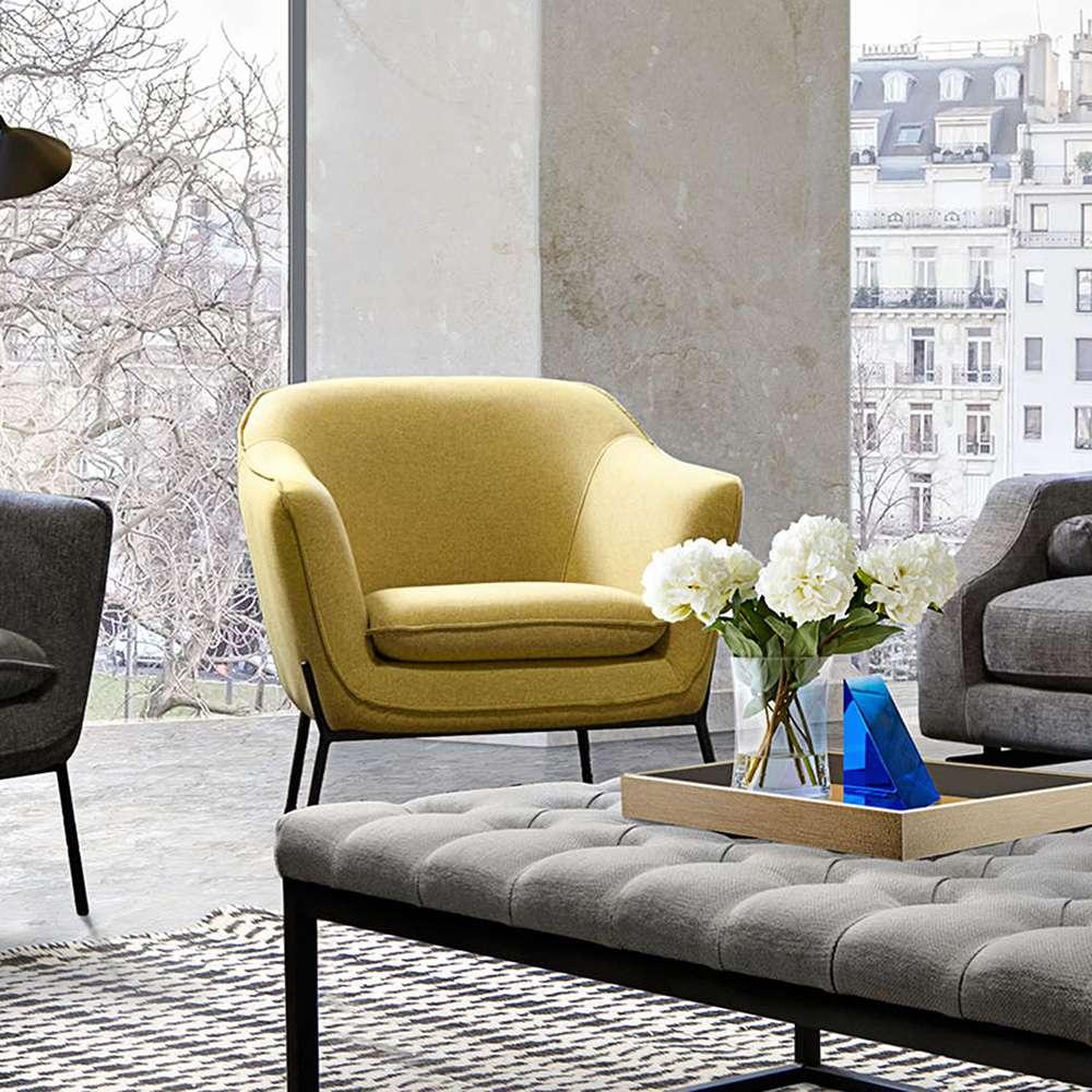 Diamond Sofa - Status Accent Chair in Yellow Fabric with Metal Leg - STATUSCHYL veiw 4