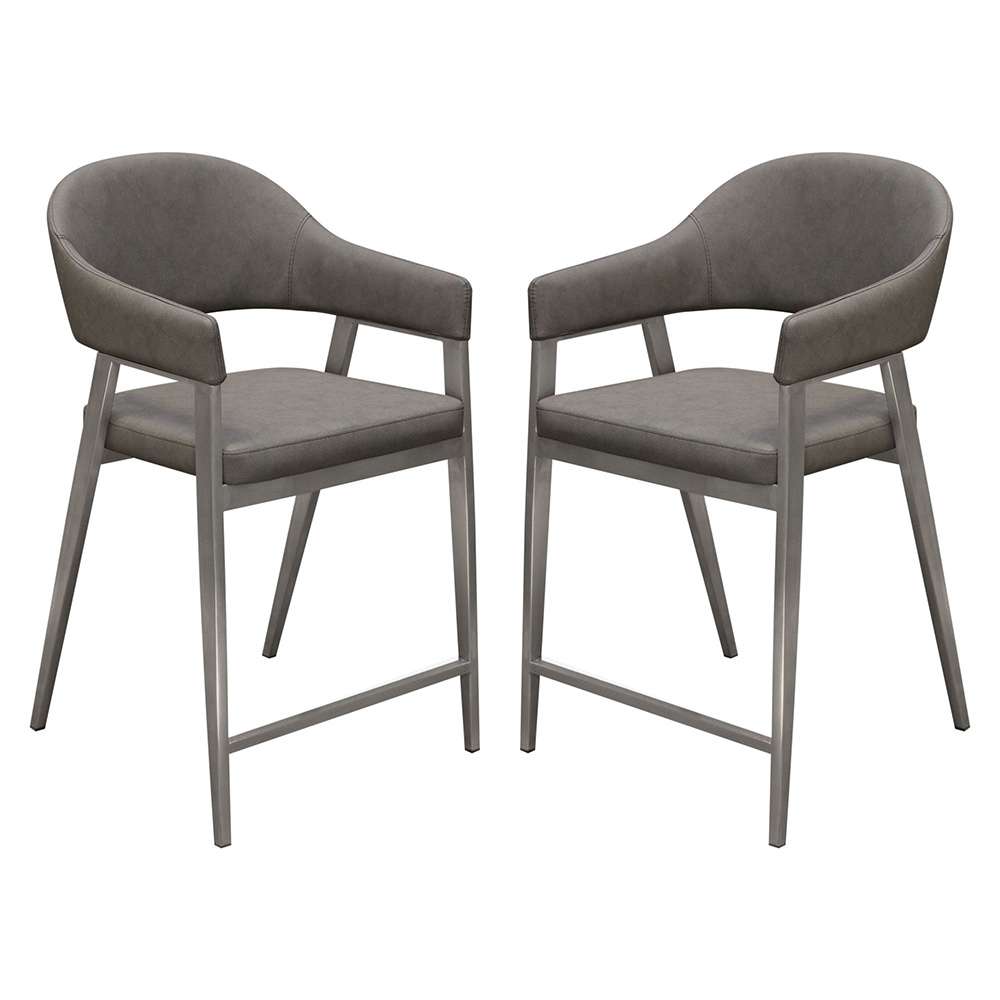 Diamond Sofa - Adele Counter Height Chairs in Grey Leatherette w/ Brushed Stainless Steel Leg (Set of 2) - ADELESTGR2PK veiw 1