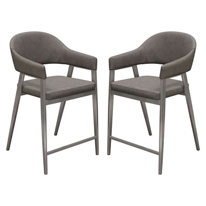 Diamond Sofa - Adele Counter Height Chairs in Grey Leatherette w/ Brushed Stainless Steel Leg (Set of 2) - ADELESTGR2PK veiw 1