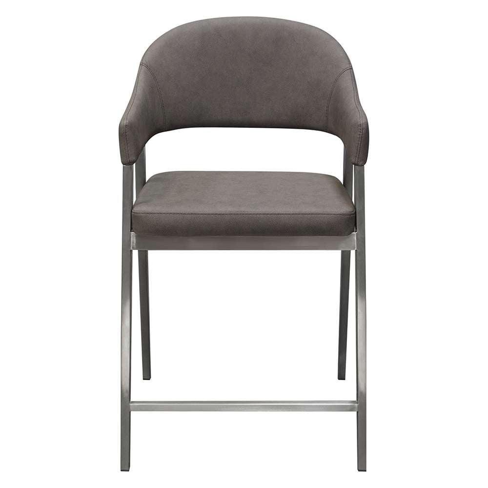 Diamond Sofa - Adele Counter Height Chairs in Grey Leatherette w/ Brushed Stainless Steel Leg (Set of 2) - ADELESTGR2PK veiw 2
