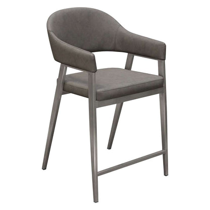 Diamond Sofa - Adele Counter Height Chairs in Grey Leatherette w/ Brushed Stainless Steel Leg (Set of 2) - ADELESTGR2PK veiw 5