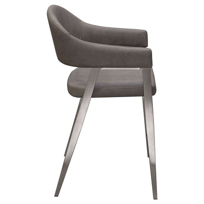 Diamond Sofa - Adele Counter Height Chairs in Grey Leatherette w/ Brushed Stainless Steel Leg (Set of 2) - ADELESTGR2PK veiw 6