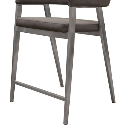 Diamond Sofa - Adele Counter Height Chairs in Grey Leatherette w/ Brushed Stainless Steel Leg (Set of 2) - ADELESTGR2PK veiw 12