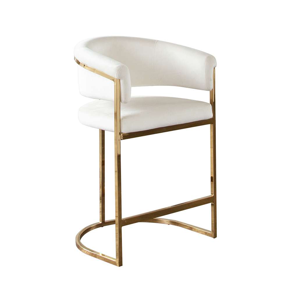 Diamond Sofa - Solstice Counter Height Chair in Cream Velvet w/ Polished Gold Metal Frame - SOLSTICESTCM1PK veiw 2