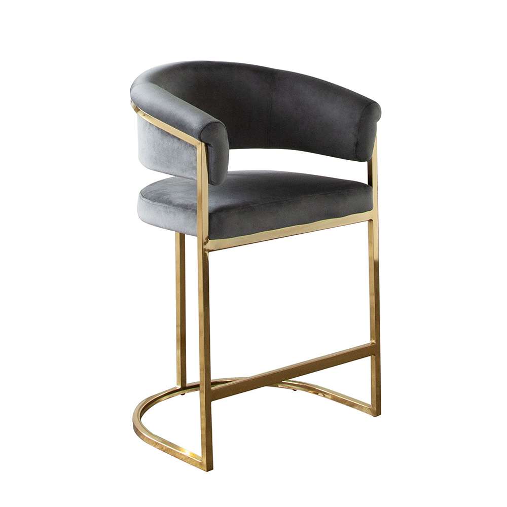 Diamond Sofa - Solstice Counter Height Chair in Grey Velvet w/ Polished Gold Metal Frame - SOLSTICESTGR1PK veiw 2