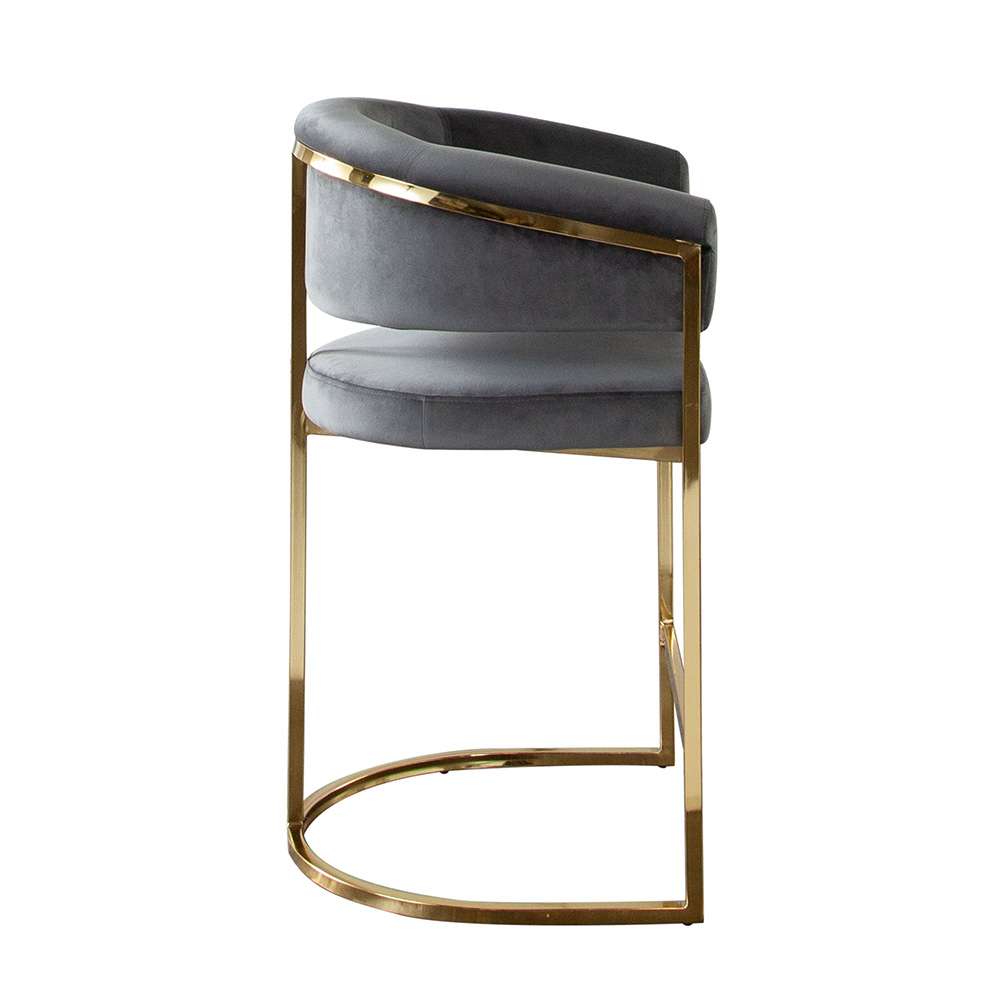 Diamond Sofa - Solstice Counter Height Chair in Grey Velvet w/ Polished Gold Metal Frame - SOLSTICESTGR1PK veiw 8