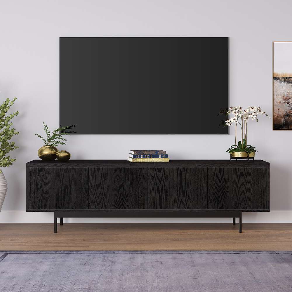 Hudson & Canal - Abington Rectangular TV Stand for TVs up to 75in in Black Grain - TV2035 veiw 5