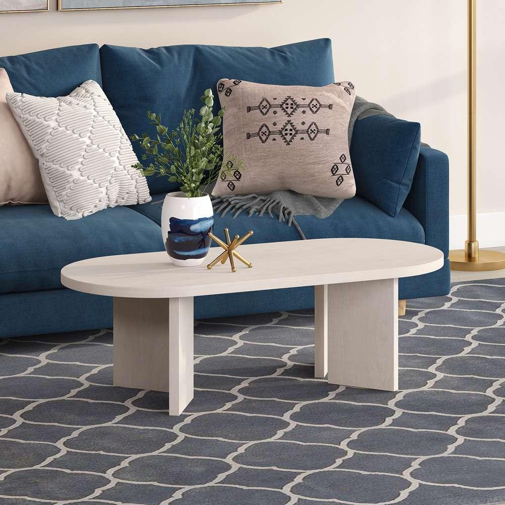 Hudson & Canal - Alma 48in Wide Oval Coffee Table in Alder White - CT2090 veiw 4
