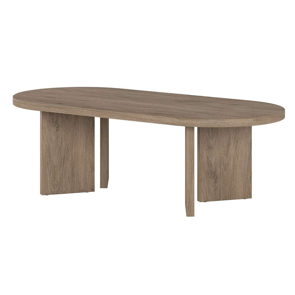 Hudson & Canal - Alma 48in Wide Oval Coffee Table in Antiqued Gray Oak - CT2089 veiw 3