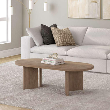Hudson & Canal - Alma 48in Wide Oval Coffee Table in Antiqued Gray Oak - CT2089 veiw 6