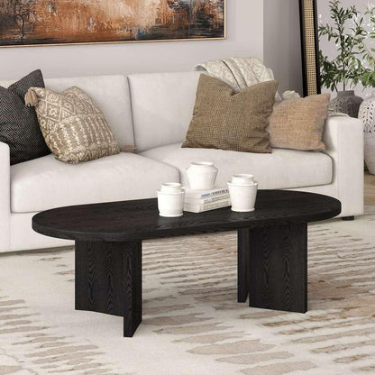 Hudson & Canal - Alma 48in Wide Oval Coffee Table in Black Grain - CT2088 veiw 4