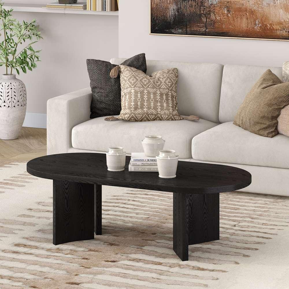 Hudson & Canal - Alma 48in Wide Oval Coffee Table in Black Grain - CT2088 veiw 5