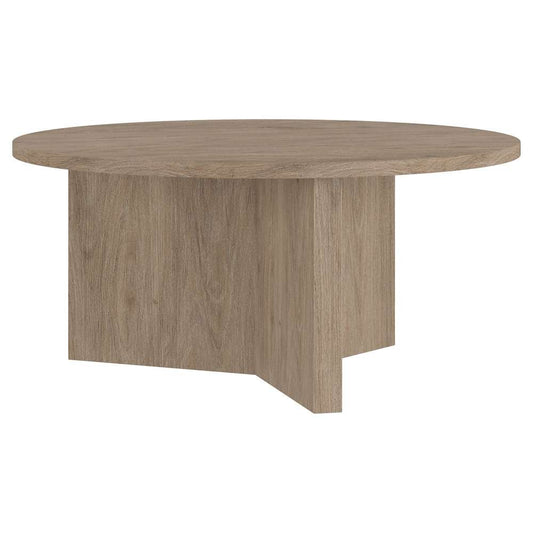 Hudson & Canal - Anders 36in Wide Round Coffee Table in Antiqued Gray Oak - CT2092 veiw 1