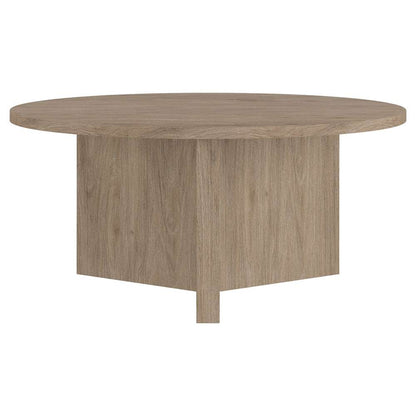 Hudson & Canal - Anders 36in Wide Round Coffee Table in Antiqued Gray Oak - CT2092 veiw 2