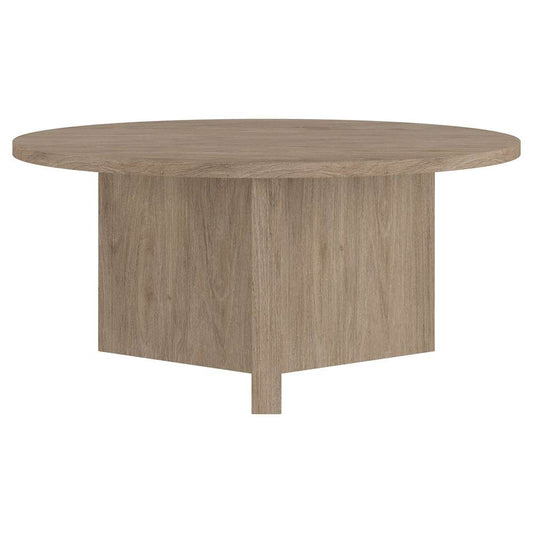 Hudson & Canal - Anders 36in Wide Round Coffee Table in Antiqued Gray Oak - CT2092 veiw 2