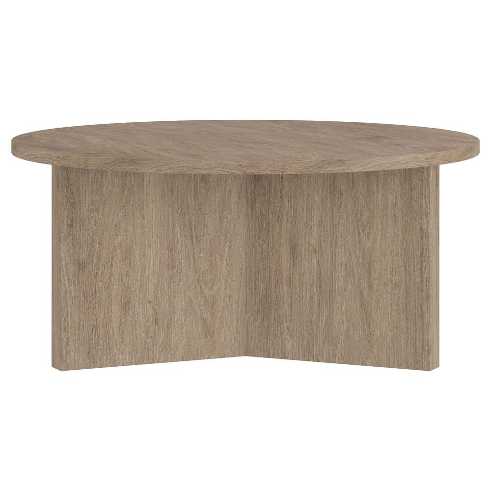 Hudson & Canal - Anders 36in Wide Round Coffee Table in Antiqued Gray Oak - CT2092 veiw 4