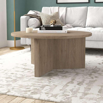 Hudson & Canal - Anders 36in Wide Round Coffee Table in Antiqued Gray Oak - CT2092 veiw 6