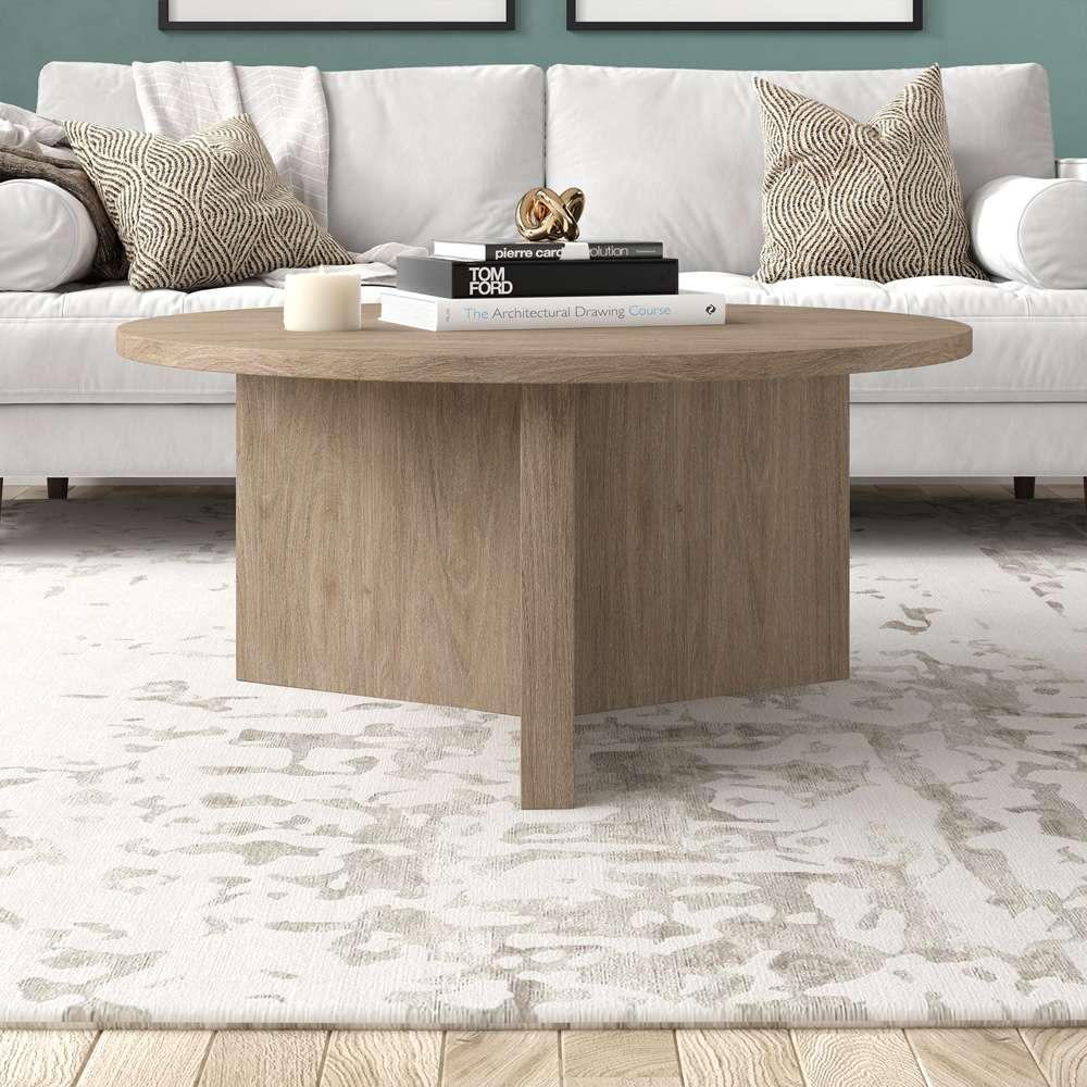 Hudson & Canal - Anders 36in Wide Round Coffee Table in Antiqued Gray Oak - CT2092 veiw 7