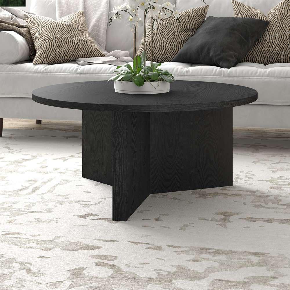 Hudson & Canal - Anders 36in Wide Round Coffee Table in Black Grain - CT2091 veiw 5