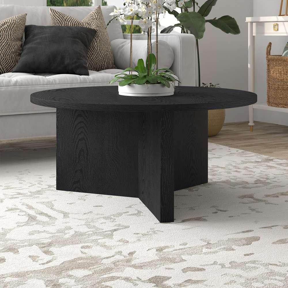 Hudson & Canal - Anders 36in Wide Round Coffee Table in Black Grain - CT2091 veiw 6