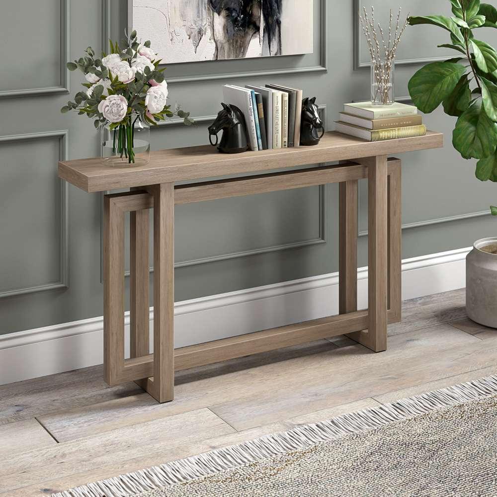 Hudson & Canal - Breslow 55in Wide Rectangular Console Table in Antiqued Gray Oak - AT2066 veiw 4