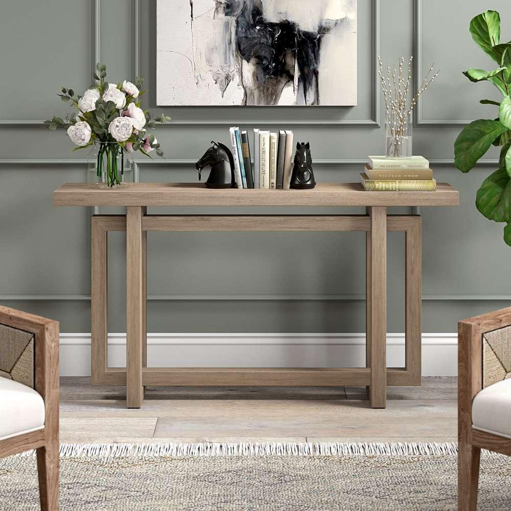 Hudson & Canal - Breslow 55in Wide Rectangular Console Table in Antiqued Gray Oak - AT2066 veiw 5