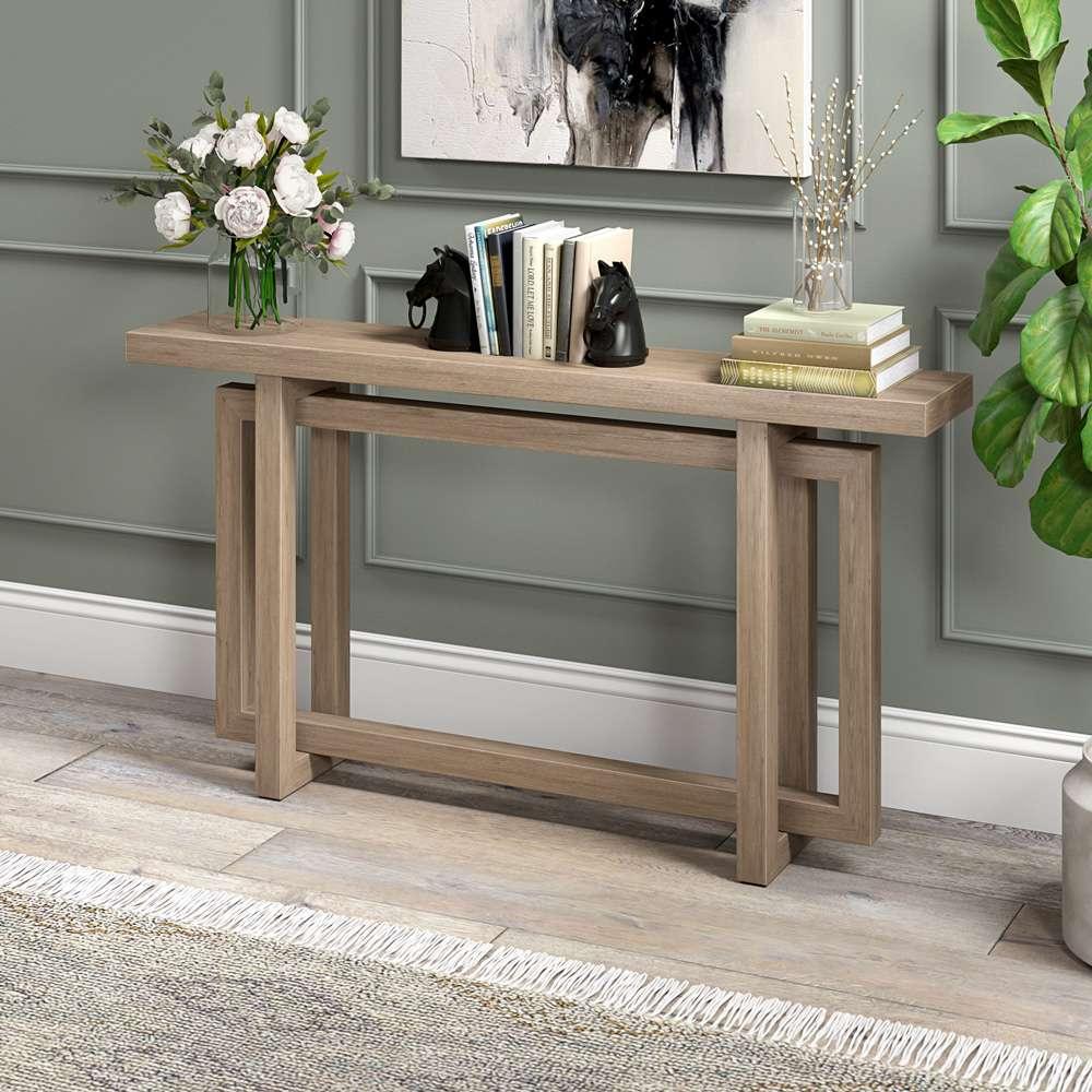 Hudson & Canal - Breslow 55in Wide Rectangular Console Table in Antiqued Gray Oak - AT2066 veiw 6