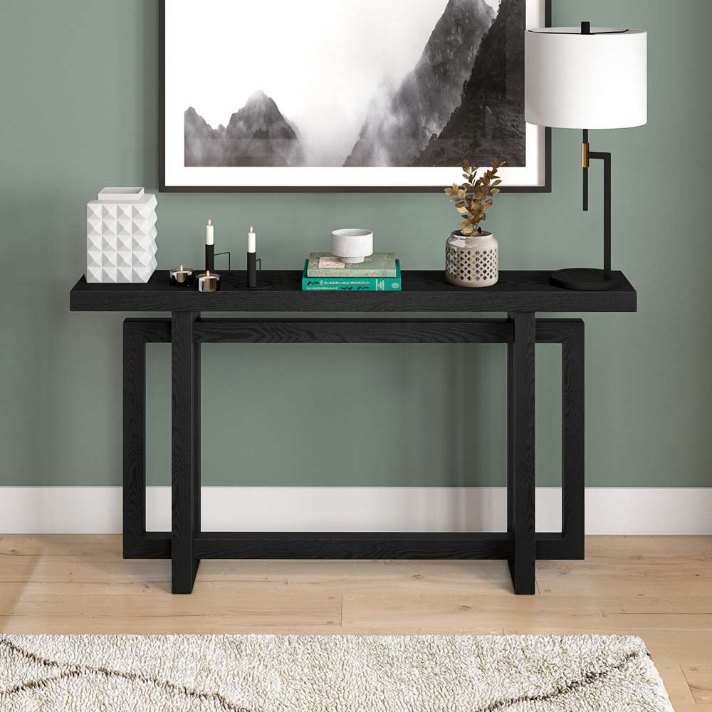 Hudson & Canal - Breslow 55in Wide Rectangular Console Table in Black Grain - AT2065 veiw 5