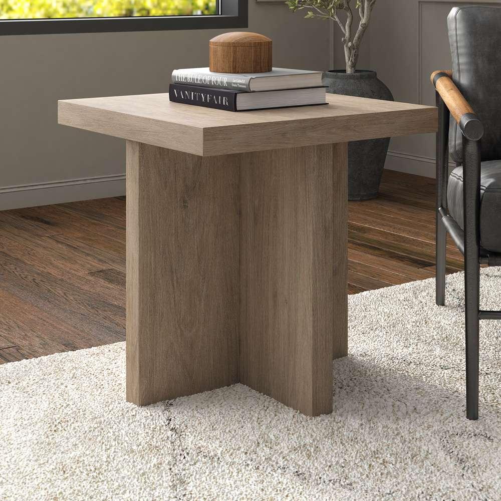 Hudson & Canal - Elna 22in Wide Square Side Table in Antiqued Gray Oak - ST2031 veiw 4