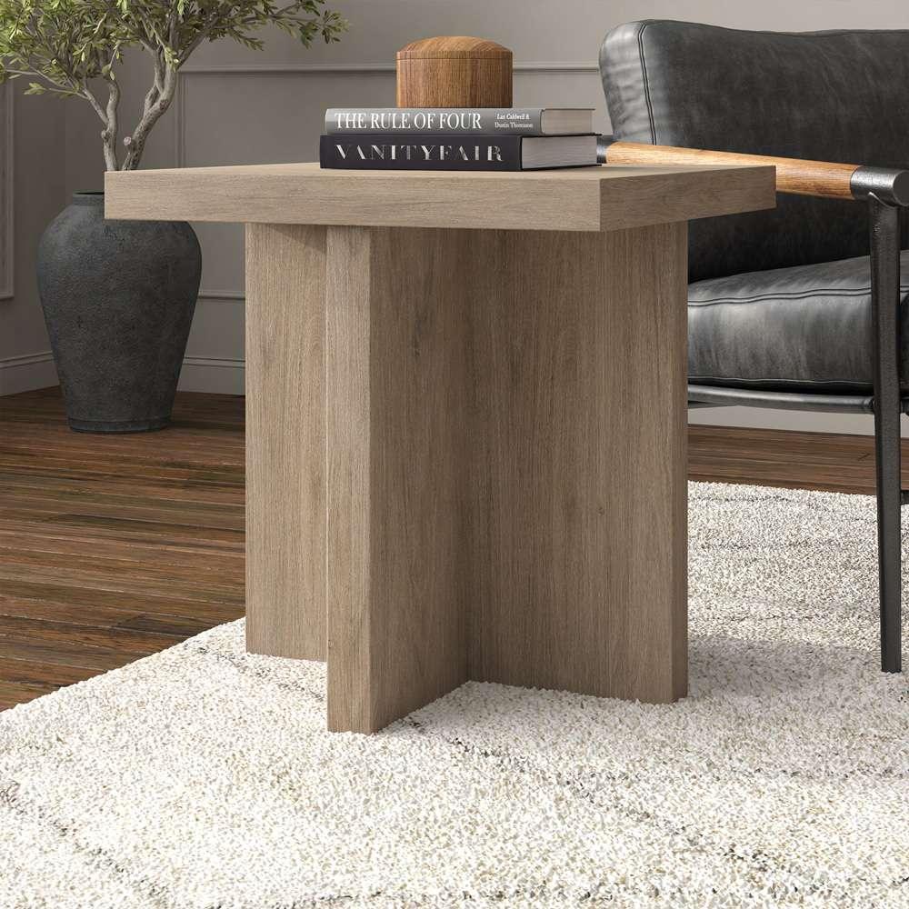 Hudson & Canal - Elna 22in Wide Square Side Table in Antiqued Gray Oak - ST2031 veiw 5
