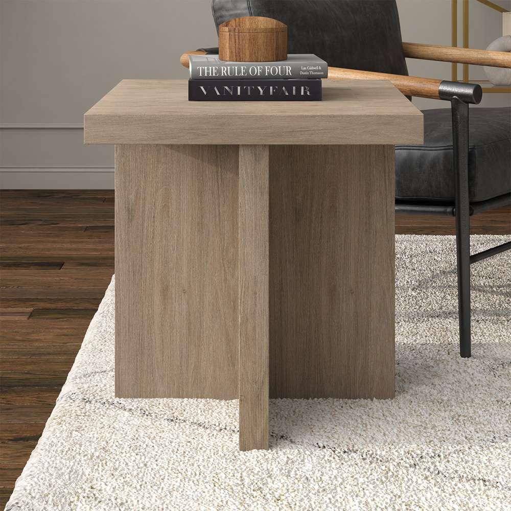 Hudson & Canal - Elna 22in Wide Square Side Table in Antiqued Gray Oak - ST2031 veiw 6
