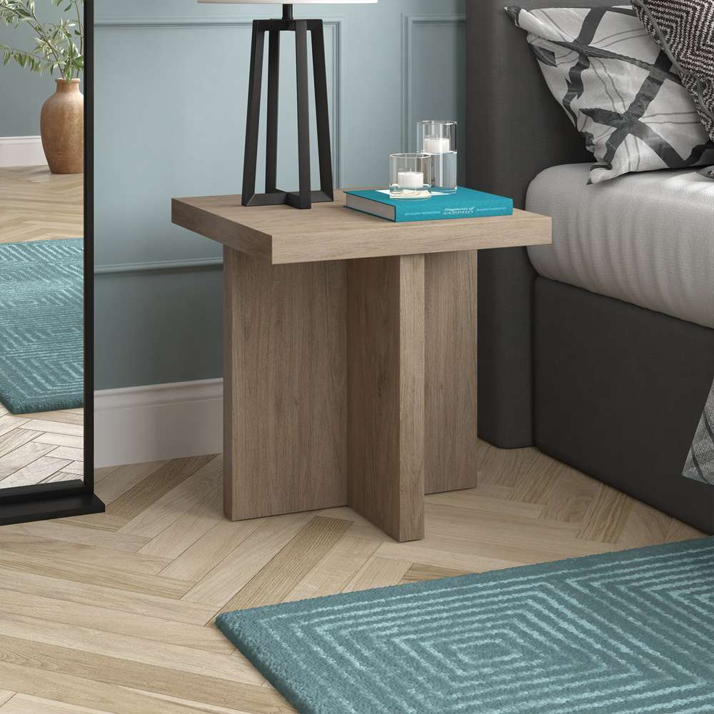 Hudson & Canal - Elna 22in Wide Square Side Table in Antiqued Gray Oak - ST2031 veiw 7