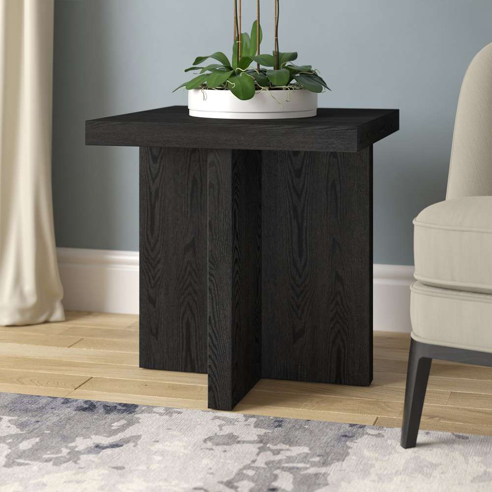 Hudson & Canal - Elna 22in Wide Square Side Table in Black Grain - ST2029 veiw 5