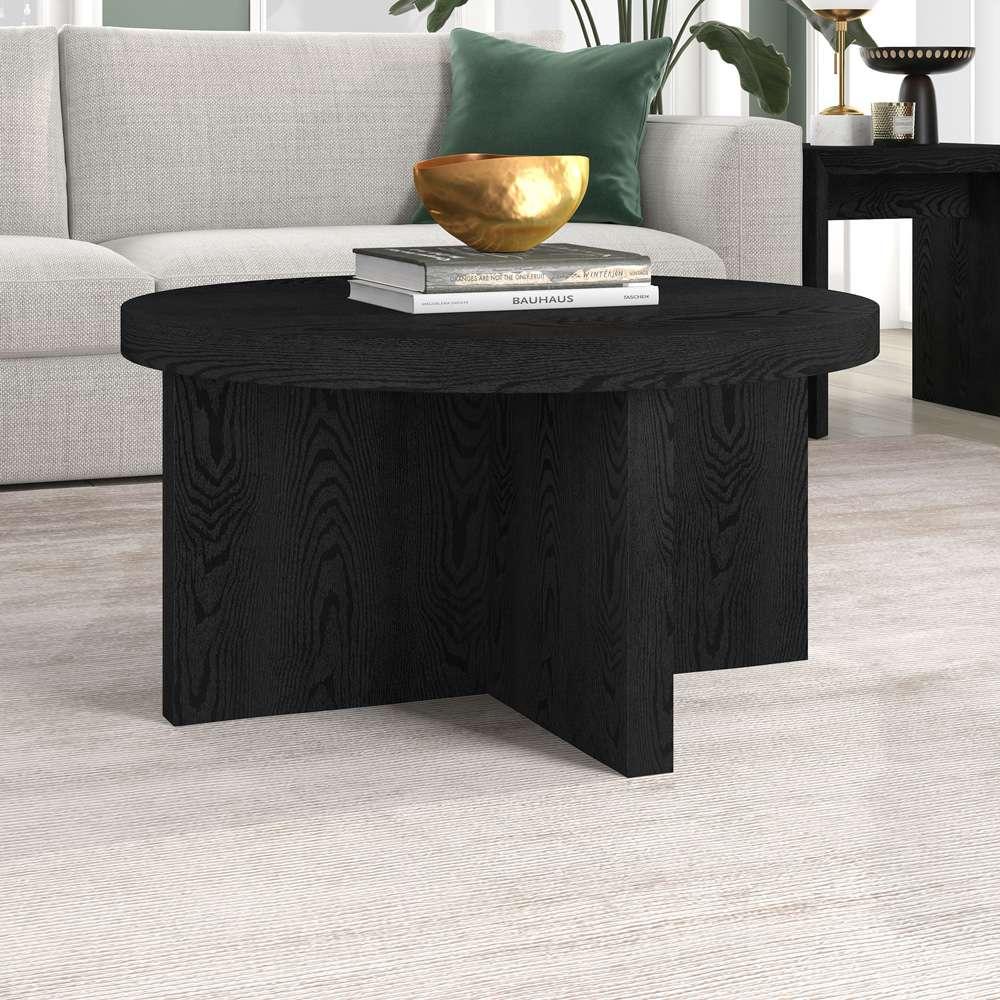 Hudson & Canal - Elna 33in Wide Round Coffee Table in Black Grain - CT2051 veiw 4