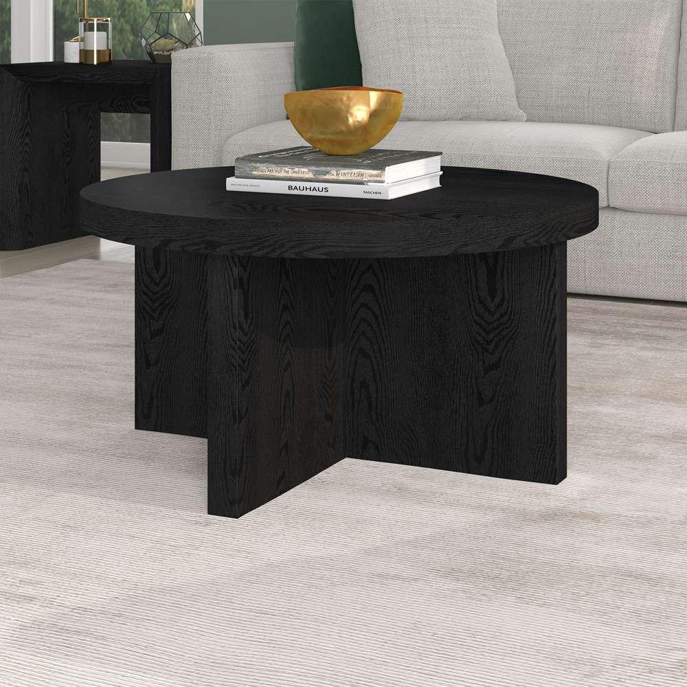Hudson & Canal - Elna 33in Wide Round Coffee Table in Black Grain - CT2051 veiw 5