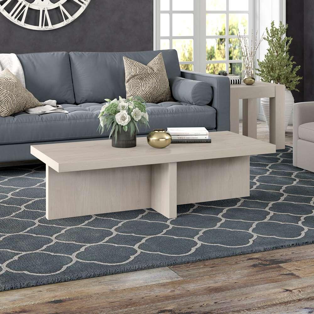 Hudson & Canal - Elna 54in Wide Rectangular Coffee Table in Alder White - CT2050 veiw 4