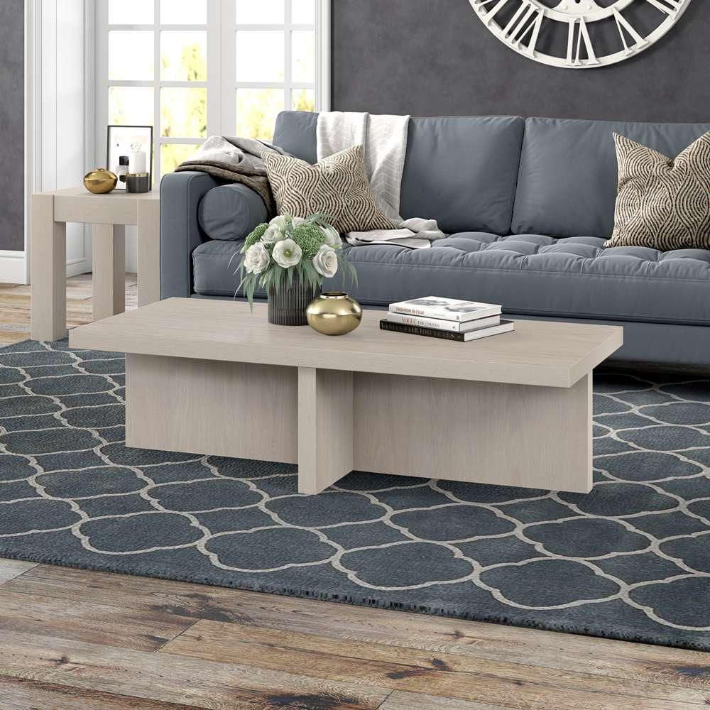Hudson & Canal - Elna 54in Wide Rectangular Coffee Table in Alder White - CT2050 veiw 6