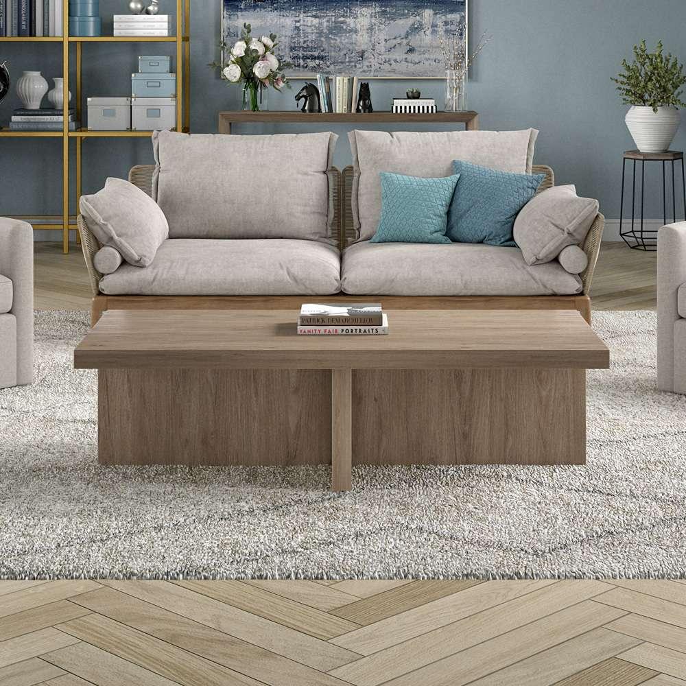 Hudson & Canal - Elna 54in Wide Rectangular Coffee Table in Antiqued Gray Oak - CT2049 veiw 5