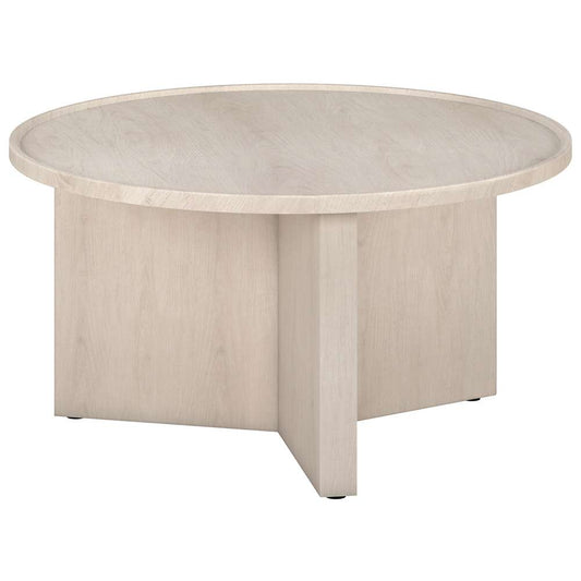 Hudson & Canal - Gunnar 32in Wide Round Coffee Table in Alder White - CT2120 veiw 1