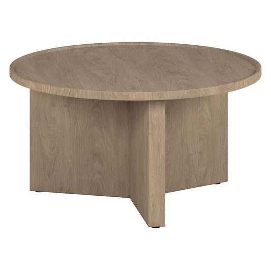 Hudson & Canal - Gunnar 32in Wide Round Coffee Table in Antiqued Gray Oak - CT2119 veiw 1