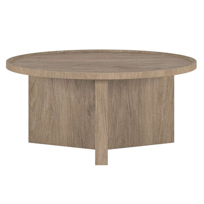 Hudson & Canal - Gunnar 32in Wide Round Coffee Table in Antiqued Gray Oak - CT2119 veiw 2