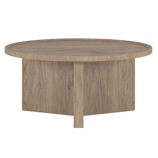 Hudson & Canal - Gunnar 32in Wide Round Coffee Table in Antiqued Gray Oak - CT2119 veiw 2