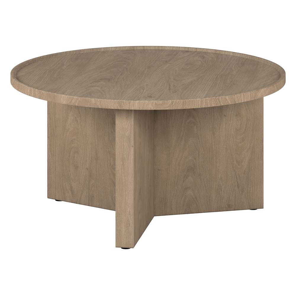 Hudson & Canal - Gunnar 32in Wide Round Coffee Table in Antiqued Gray Oak - CT2119 veiw 3