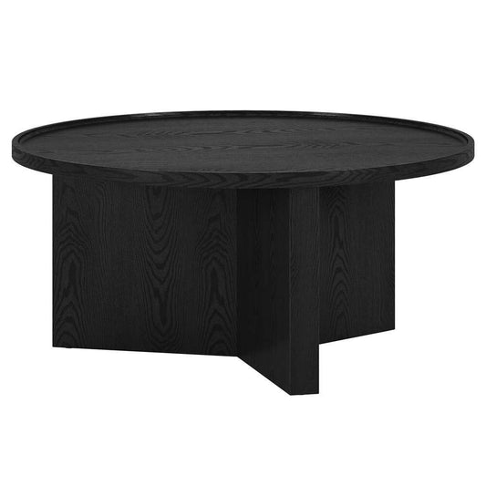 Hudson & Canal - Gunnar 32in Wide Round Coffee Table in Black Grain - CT2118 veiw 1