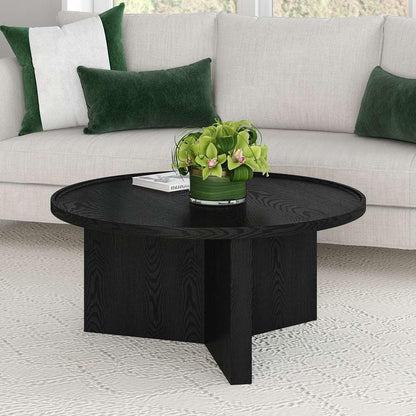 Hudson & Canal - Gunnar 32in Wide Round Coffee Table in Black Grain - CT2118 veiw 5