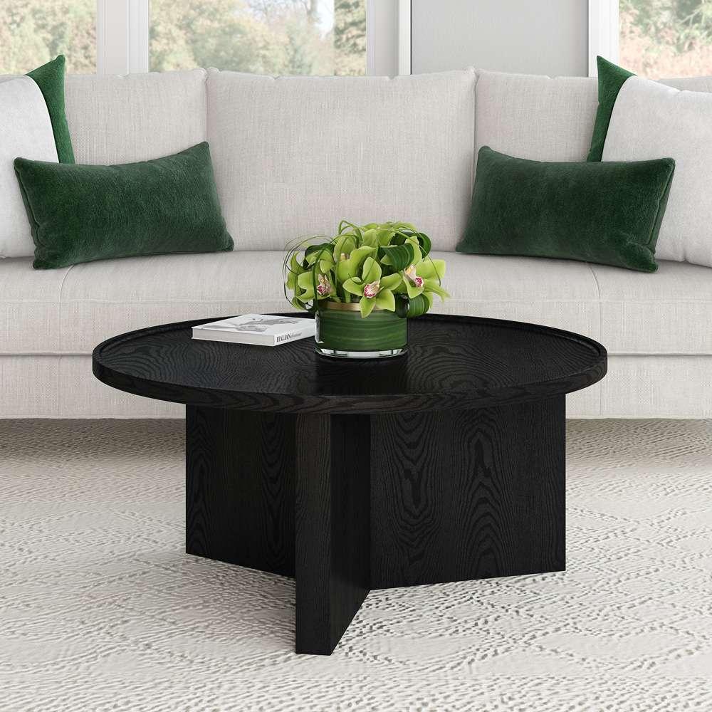 Hudson & Canal - Gunnar 32in Wide Round Coffee Table in Black Grain - CT2118 veiw 6