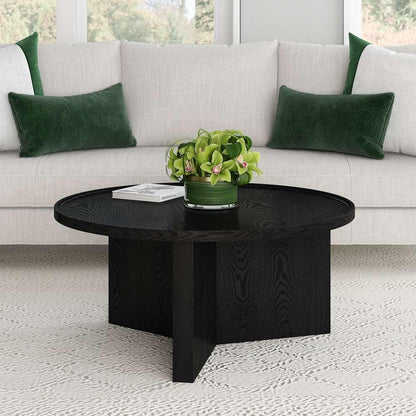 Hudson & Canal - Gunnar 32in Wide Round Coffee Table in Black Grain - CT2118 veiw 6